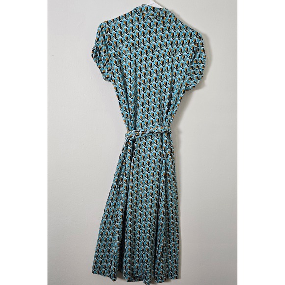 DVF Dress Julian Womens 4 Blue Short Sleeve Wrap Retro V Neck - Picture 7 of 12